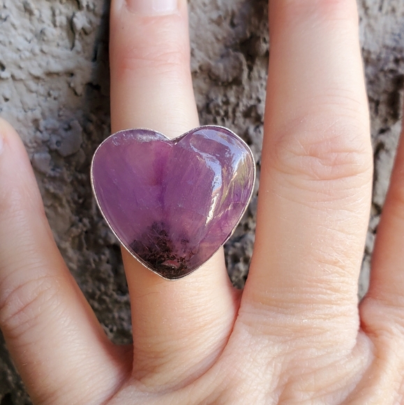 New Heart Shaped Amethyst 925 Silver Ring. - Picture 13 of 15